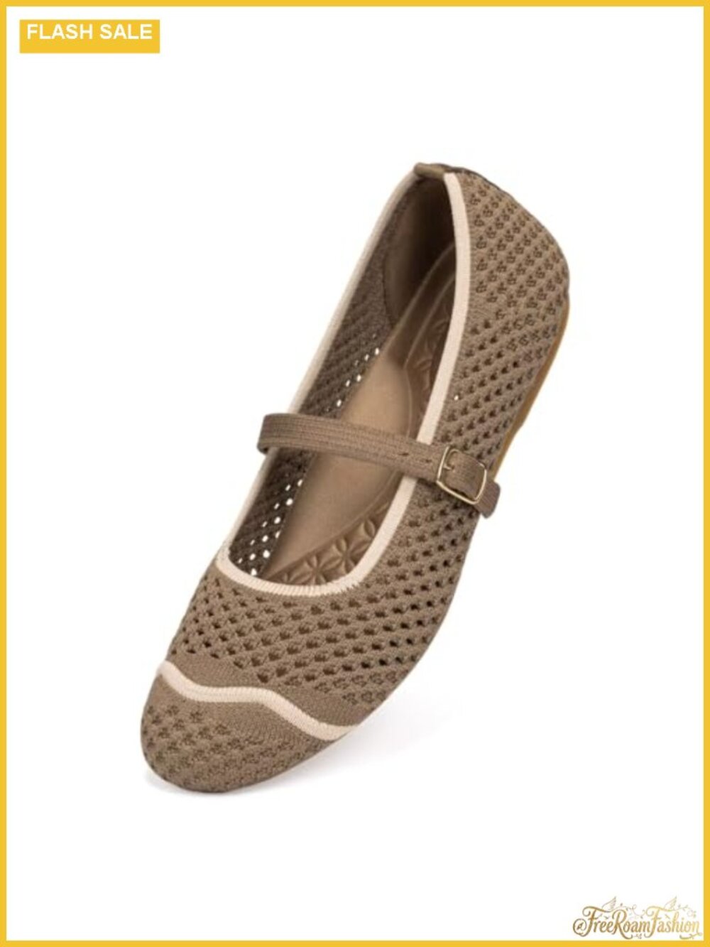 Mesh Mary Jane Flats Round Toe Slip-On Breathable Knitted Comfort Shoes